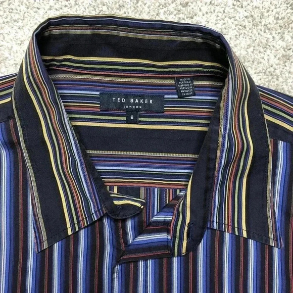 Ted Baker Button Down Shirt Striped Long Sleeves - Picture 5 of 11